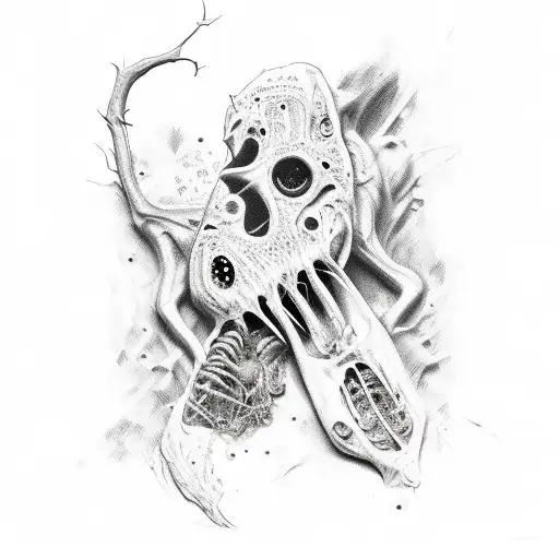 A Cartoonish Zombie Biologist Dissecting A Horse