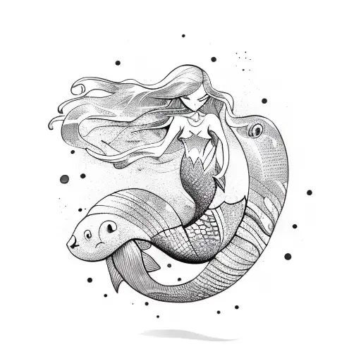 Mermaid On Rock With Rolling Waves