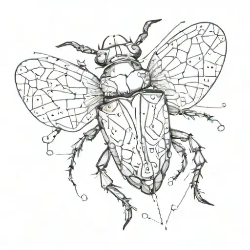 Dotwork Watercolor Geometry Knife Beetle