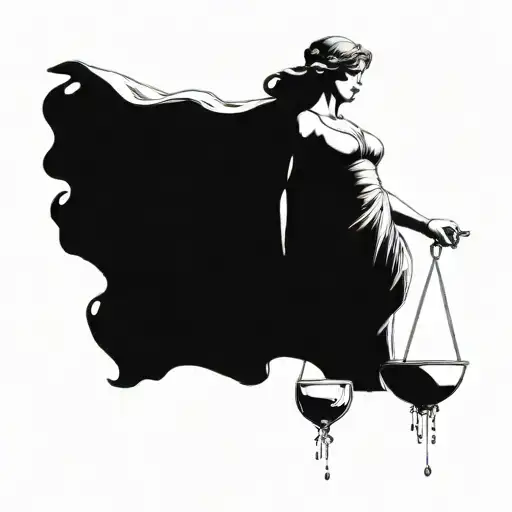 A Beautiful Lady Justice Aquarian Woman Pouring Water From A Pale With A Gun On Her Hip