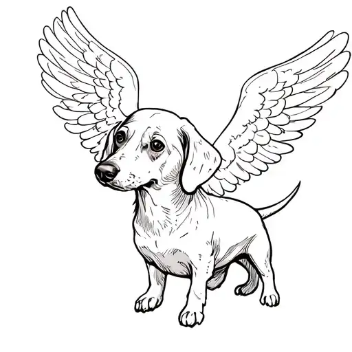 Sausage Dog With Angel Wings Spread