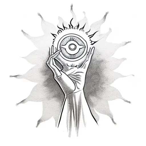 A Silhouette Of A Nurse Holding A Sun In One Hand And A Knife In The Other