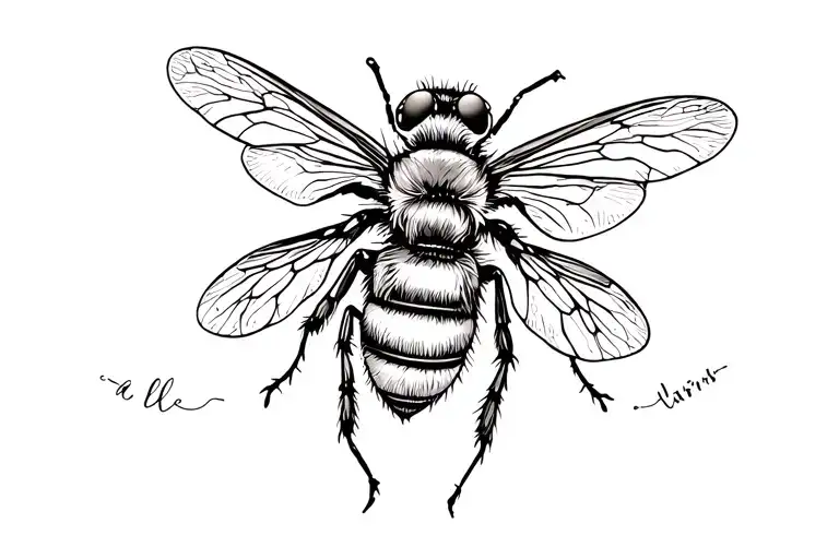 Name Tattoo Featuring Tiny Bee Flying