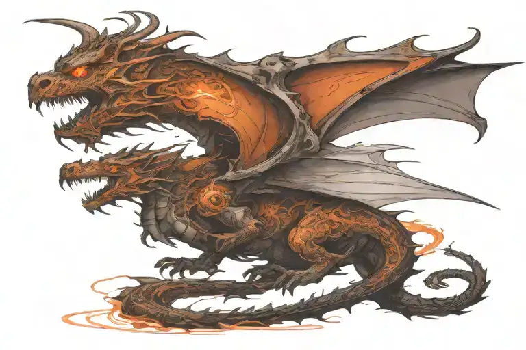 Steampunk Dragon Breathing Fire