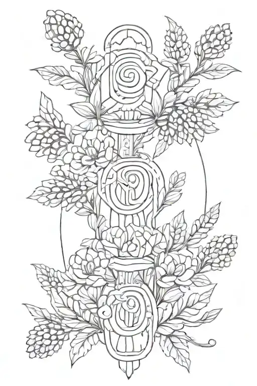 Unalome Symbol With Lavender Flowers Growing