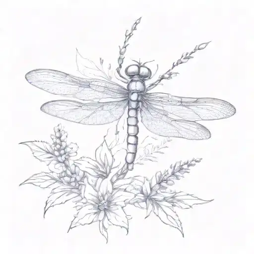 Dragonfly With Lavender Sprigs