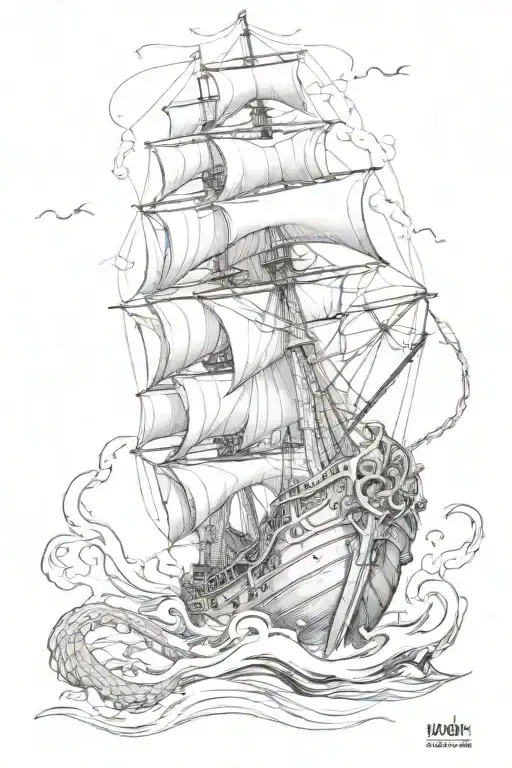 Kraken Pulling Down Ship