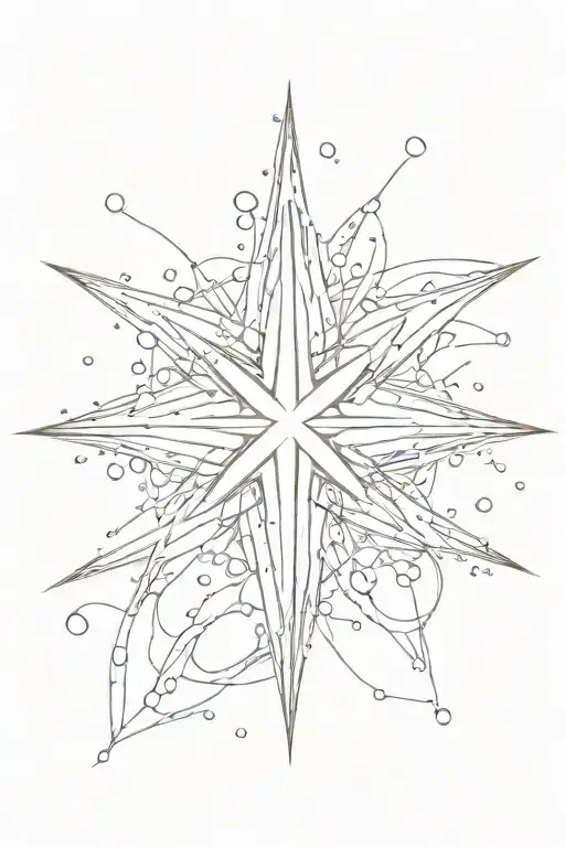 Water Streaks And Drops Surrounding A 4 Point Star