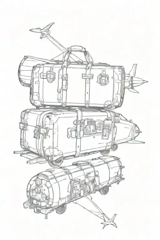 Travelling Bag Old Airplane Car Train Bicycle Map Road Arrows