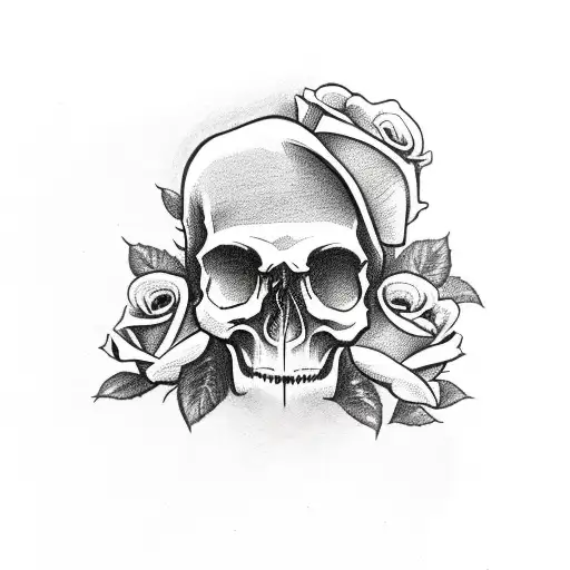 Skull With Roses And Money Signs