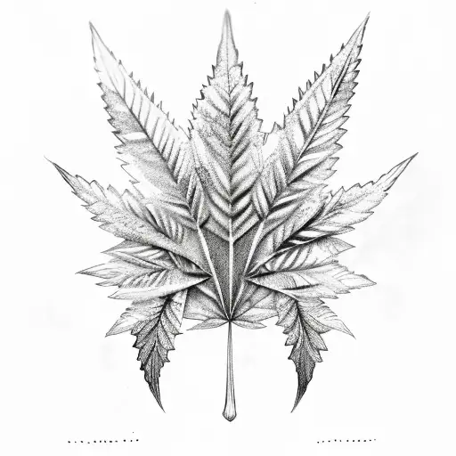 Weed Leaf Transformed Into A Magical Creature In A Sketch Style