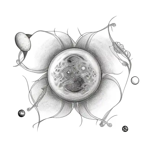 Lily Flower With Pluto Planet In Background