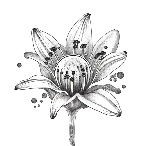 Lily Flower With Pluto Planet In Background