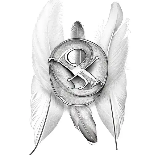 Wings With Feathers Wrap Around Letter L In Shape Of Love