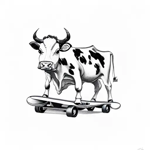 Cow On Skateboard