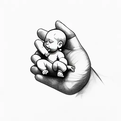 Tiny Baby Resting In Palm Of Hand