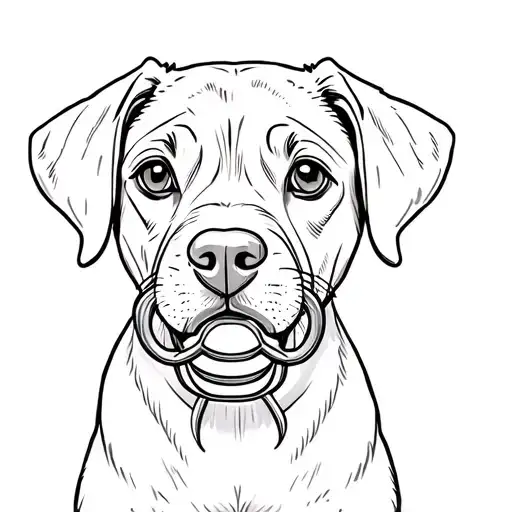 Black Pit Lab Puppy With A Pacifier In Its Mouth