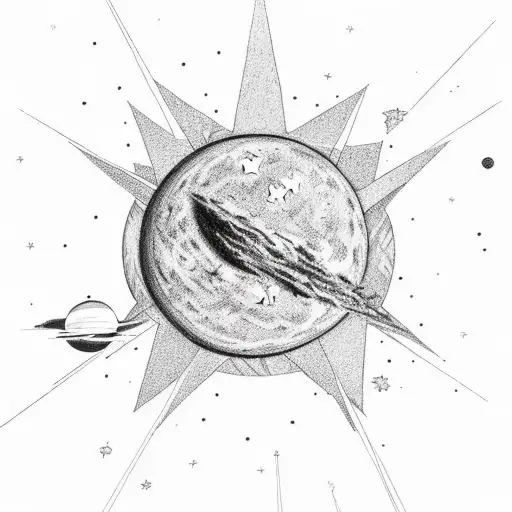 Stars Surrounding A Moon With Earth But There Is Fire And Destruction