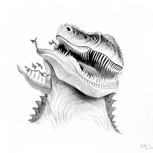 Cute Tyrannosaurus Rex Playing Guitar