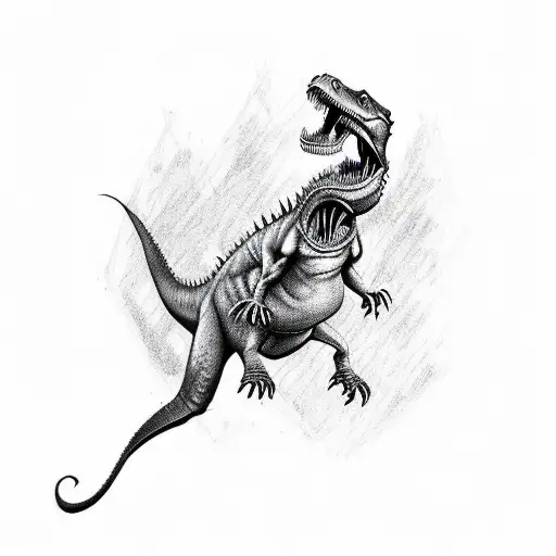 Funny Tyrannosaurus Rex Trying To Play Guitar