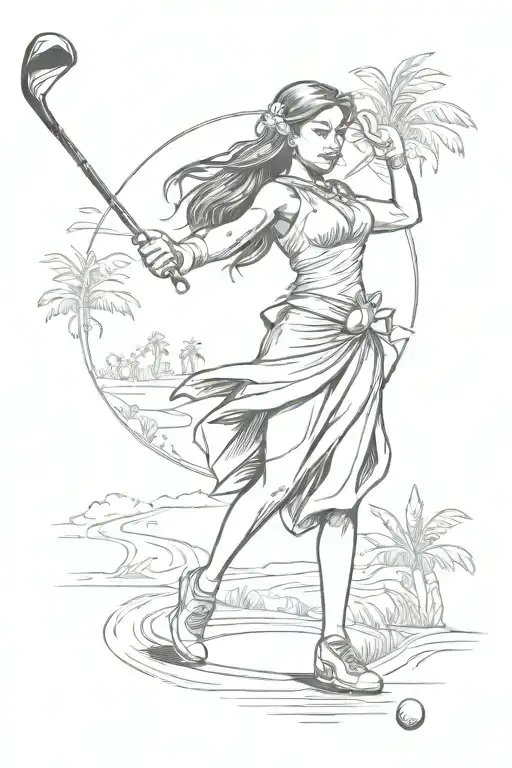 Hula Girl Playing Golf