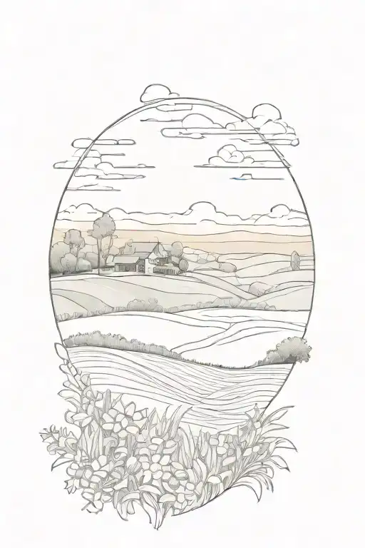 Country Feild With Sunset Back Ground And No Houses