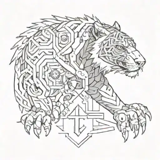A Mechanical Engineer Symbol With A Tiger And Eagle Intertwined