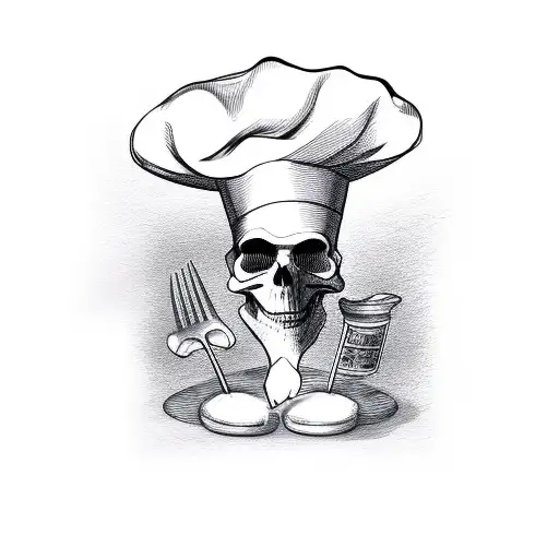 Chef Skull With Chef's Hat
