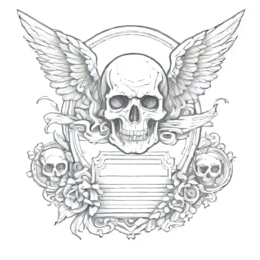 Winged Skull Gravestone Engraved