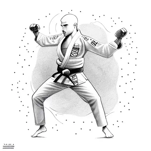 A Jiu-jitsu Fighter Surrounded By Floating Music Notes And Lyrics From 'Wish You Were Here'