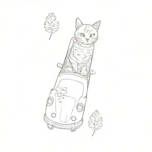 A Cat In A Red Car
