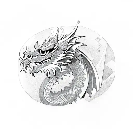 Dragon Head Composed Of Intricate Geometric Patterns