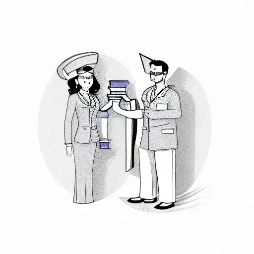 A Flight Attendant And A Veterinary Doctor Holding Hands With A Book Flying Above Them