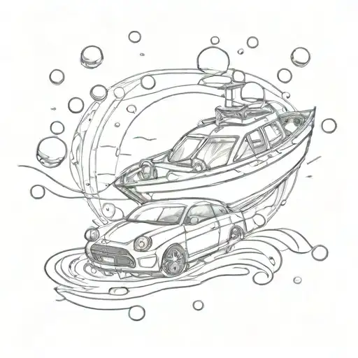 Boat And Car Detailing Surrounded By Bubbles