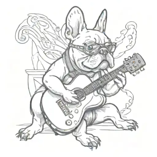 French Bulldog Playing Guitar