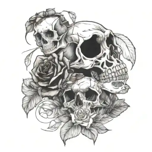 Skulls And Lillies Roses Sunflower