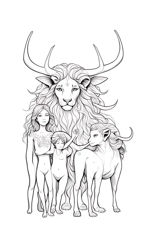 Leo Mother And Her Two Children Virgo And Taurus