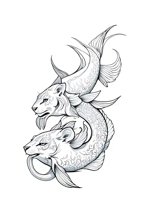 Pisces Leo Aquarius Zodiac Animals Seperate In A Landscape