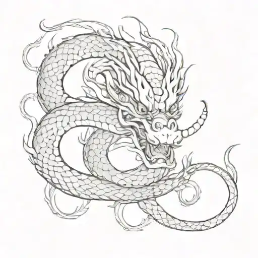 Chinese Dragon And Chinese Snake Intertwined