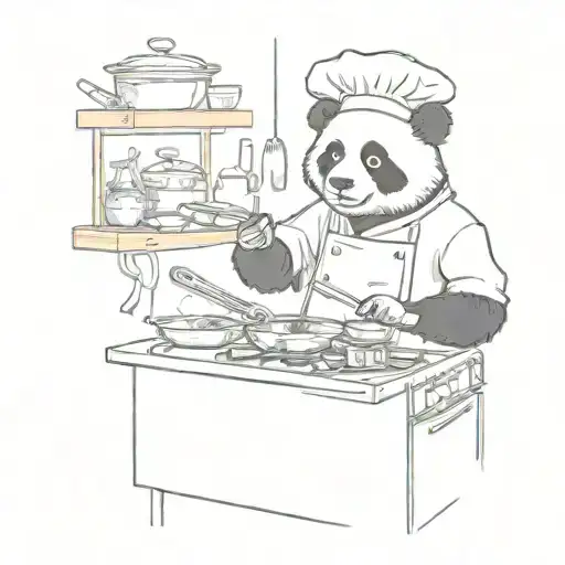 A Panda Bear Chef Cooking Up A Storm In A Kitchen With Musical Instruments In The Background