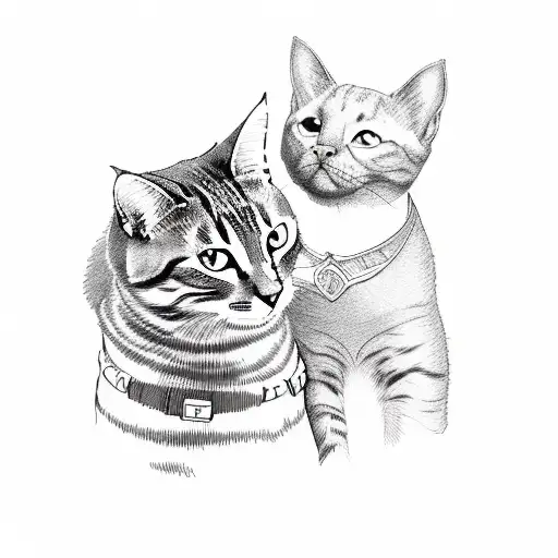 A Sketch Of A Cat And A Dog Collaborating On A Graphic Design Project