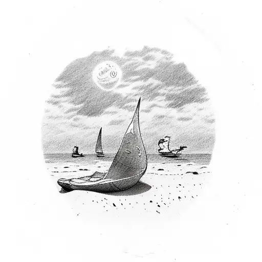 A Latte Art Design Of A Beach Scene