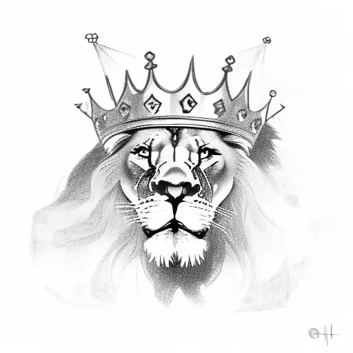 Realistic Lion With A Crown On Its Head