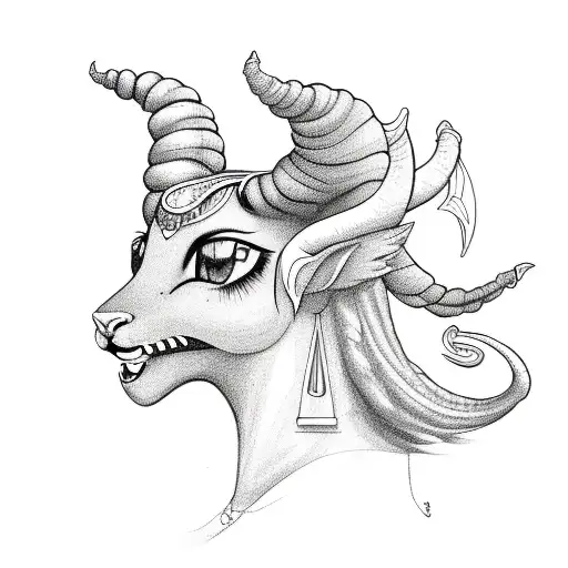 A Sketch-style Design Featuring Doja Cat As A Mystical Capricorn