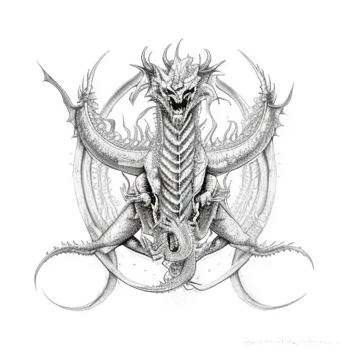 Dragon With Skulls And Anarchy