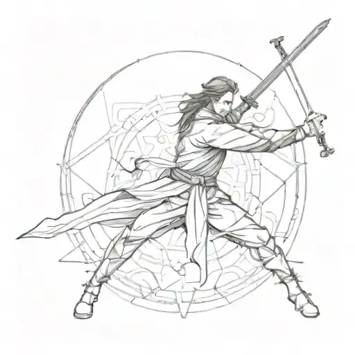 That Man Playing Sword Ball Within Circular Pattern