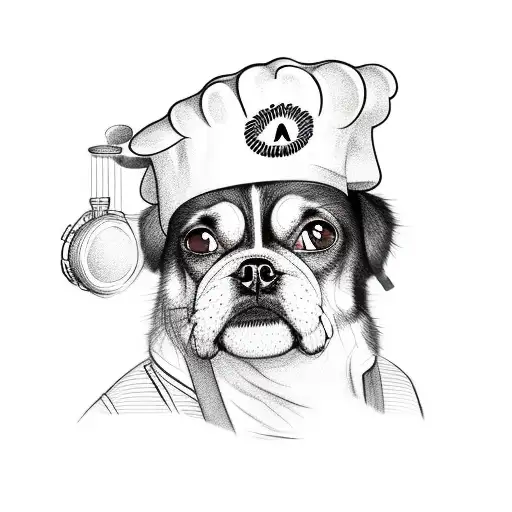 A Dog Dj Wearing A Chef's Hat And Cooking With Music Notes As Ingredients