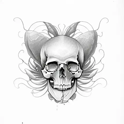 Half Skull Half Butterfly Offset