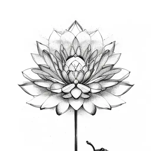Lion On A Lotus Flower
