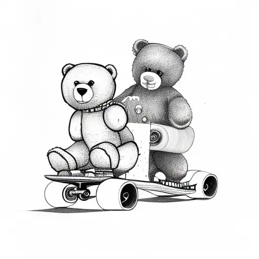 Teddy Bear Riding A Skateboard